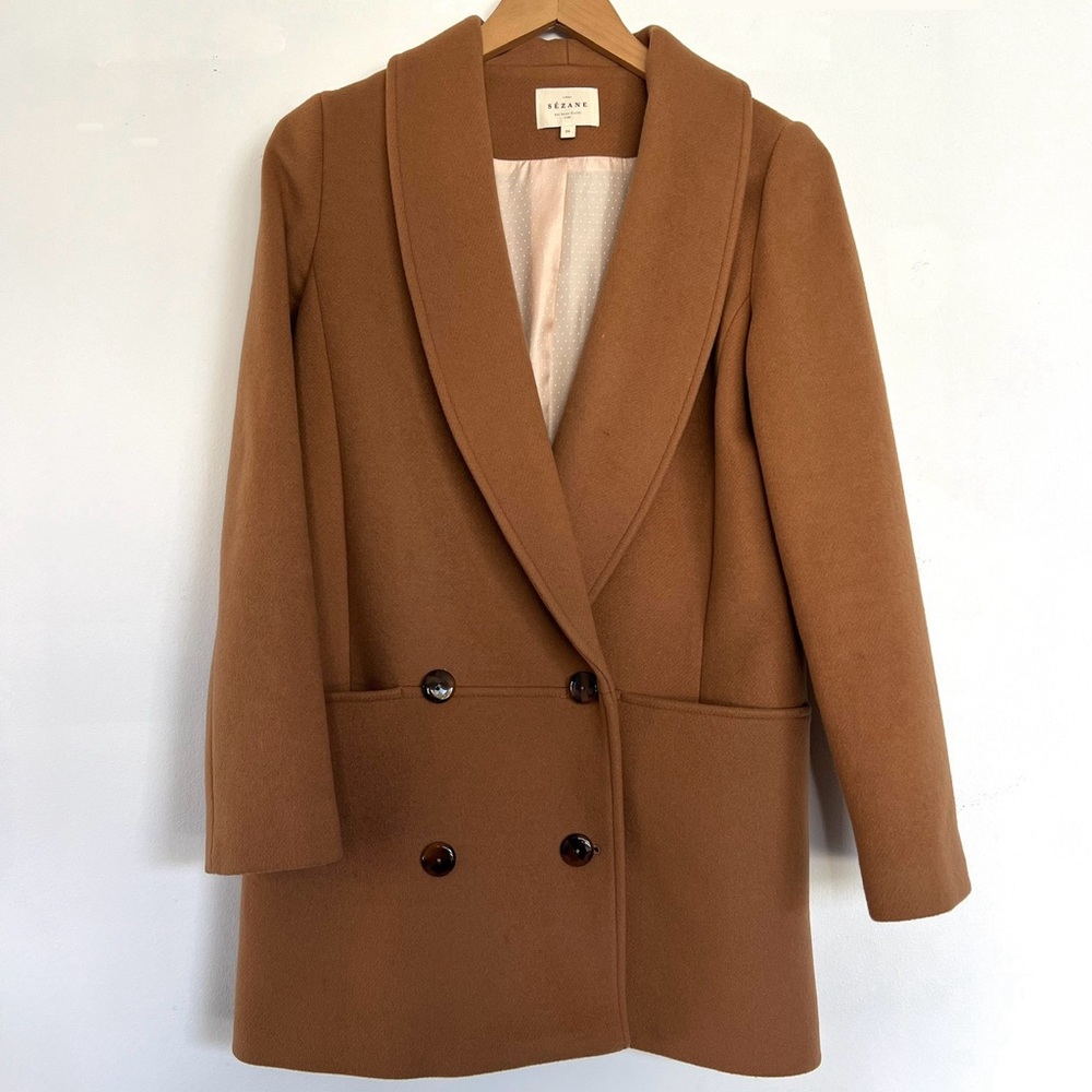 Sezane James Coat in Camel, Size 34